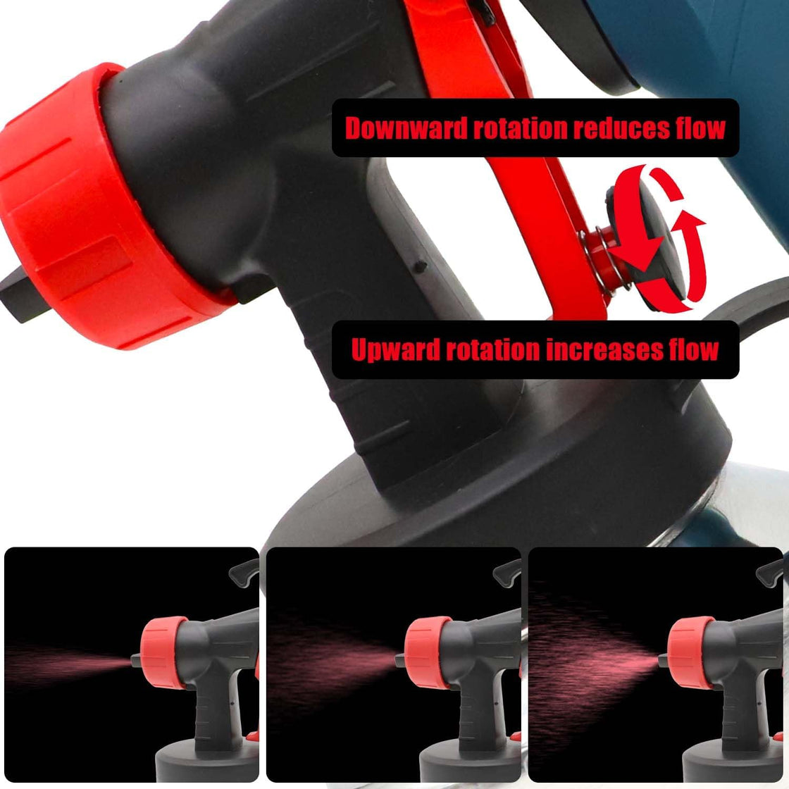 BOSS High Power HVLP Cordless Paint Sprayer with 1000ml Container - Jog Wheel Flow Control - Lightweight & Detachable Design - Copper Nozzles - Easy Cleaning Electric Spray Gun