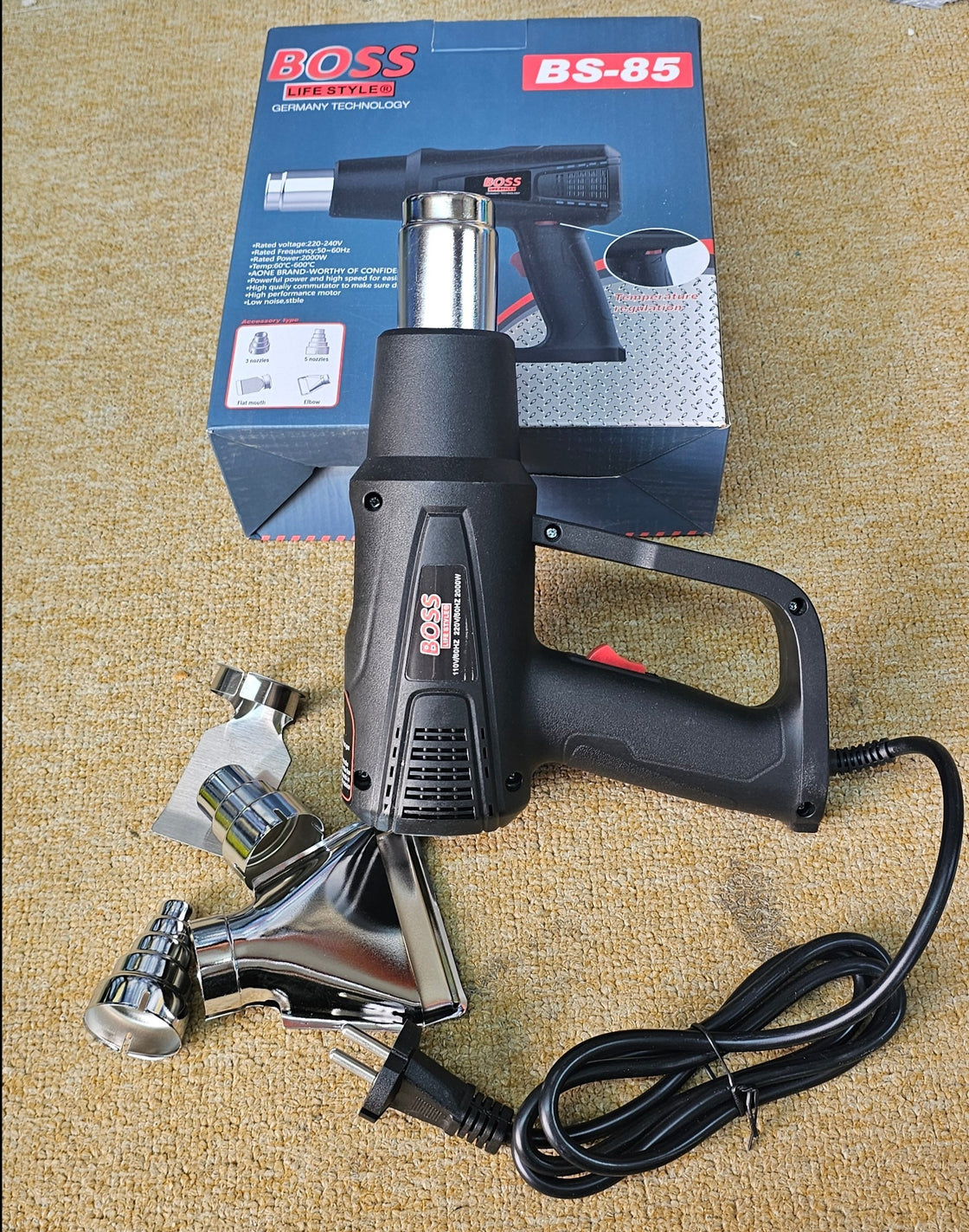 BOSS 5 Pcs Power Tools Kit | Welding, Tighter, Grinder, Heat gun, & 3 option helti dril machine