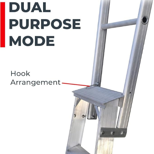 EMC Dual Purpose Aluminium 7 Step Ladder for Home: 250kg Capacity, Heavy Duty Design with Safety Lock | Extendable Feature