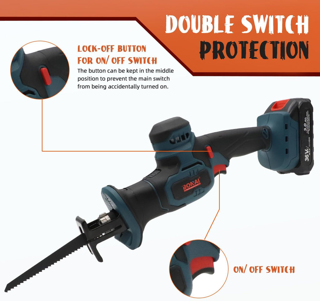 Boss Cordless Reciprocating Saw 36V w/ Dual Batteries