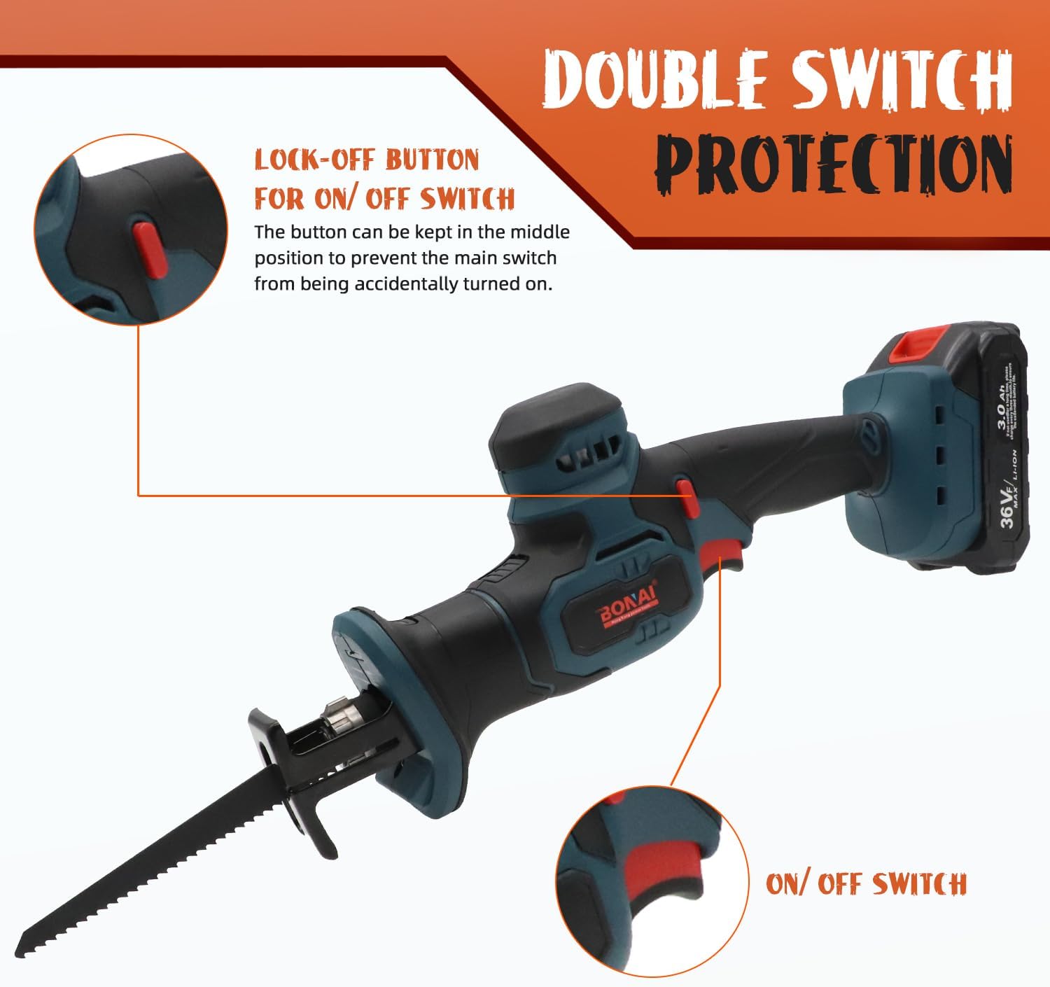 Boss Cordless Reciprocating Saw 36V w/ Dual Batteries