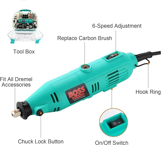 Boss Rotary Tool Kit for Grinding Engraving Crafting Projects and DIY Creations