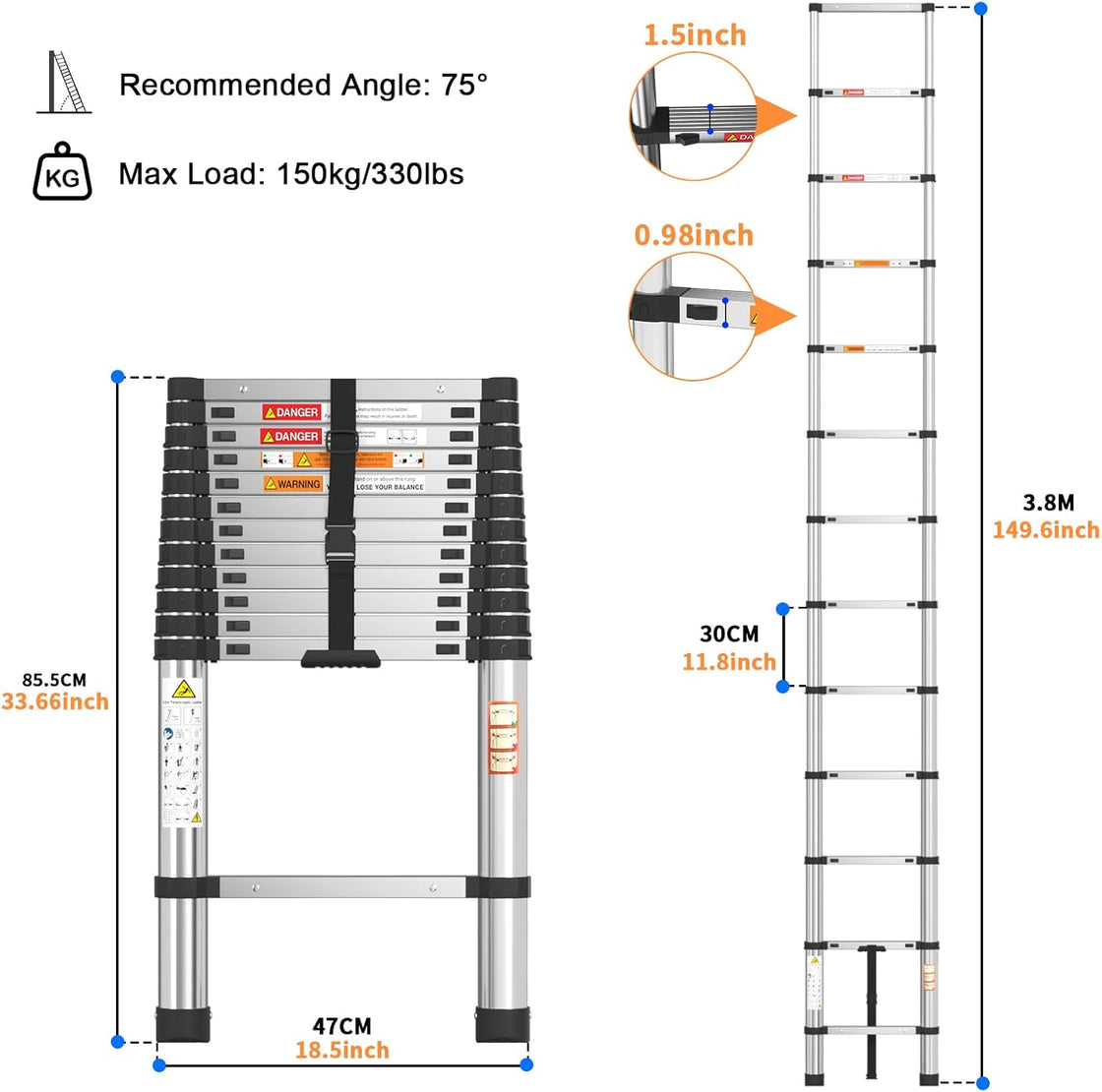 3.8M | 12.5FT Telescopic Ladder