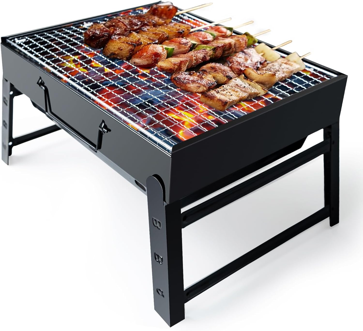 Barbecue Grill, [Barbecue Rack 36* 29* 6.8 cm] Charcoal Grill Portable Folding BBQ Grill Barbecue Desk Tabletop Outdoor Stainless Steel Smoker BBQ for Picnic Garden Terrace Camping Travel