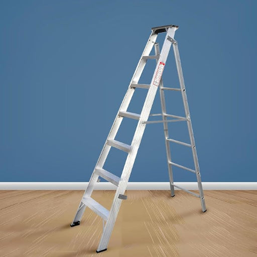 EMC Dual Purpose Aluminium 7 Step Ladder for Home: 250kg Capacity, Heavy Duty Design with Safety Lock | Extendable Feature