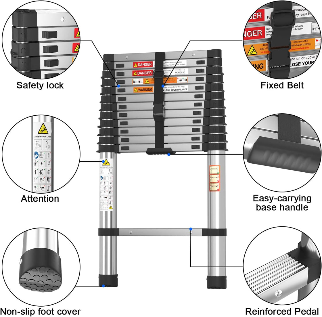 Telescopic Ladder 3.8M | 12.5FT Online in UAE