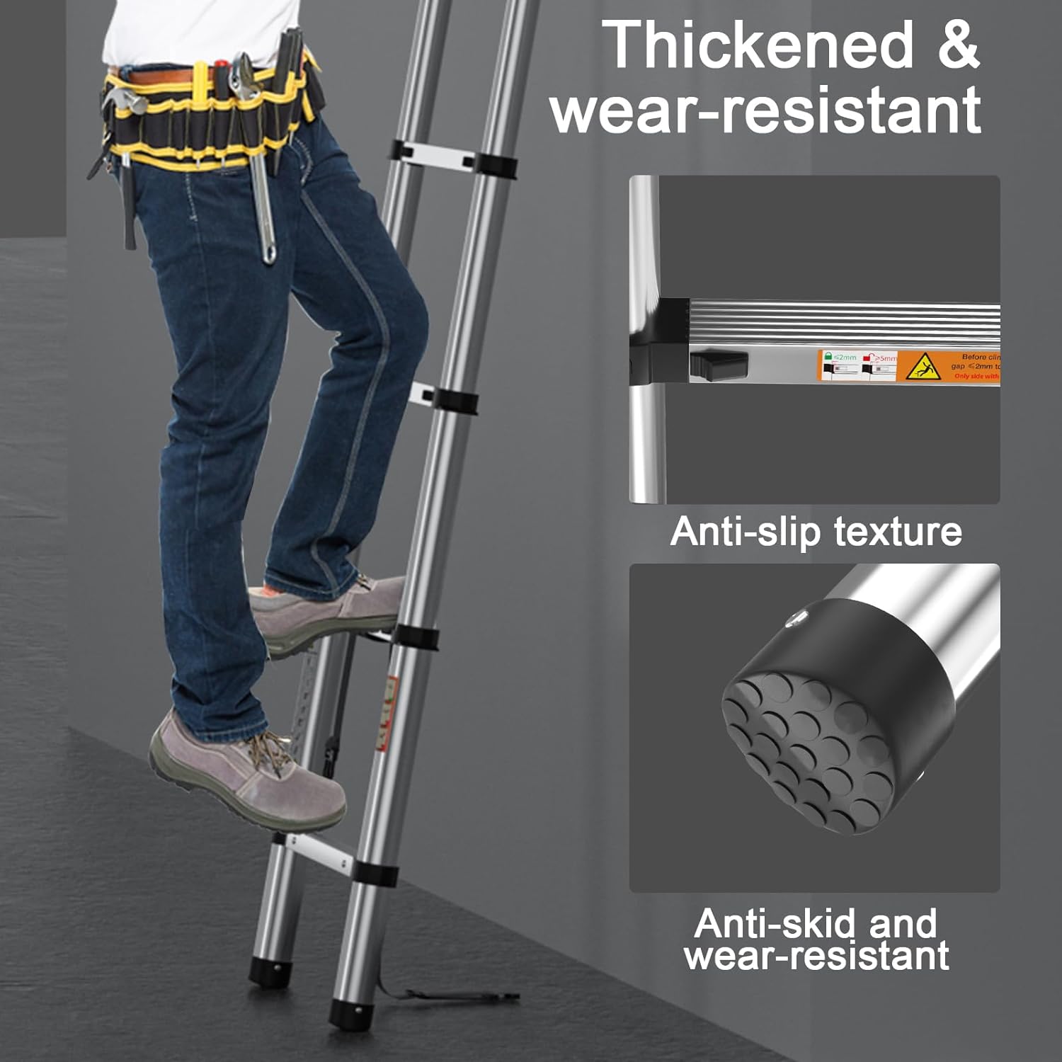 Telescopic Ladder 3.8M | 12.5FT for Indoor Or Outdoor, Max 330 lbs Load