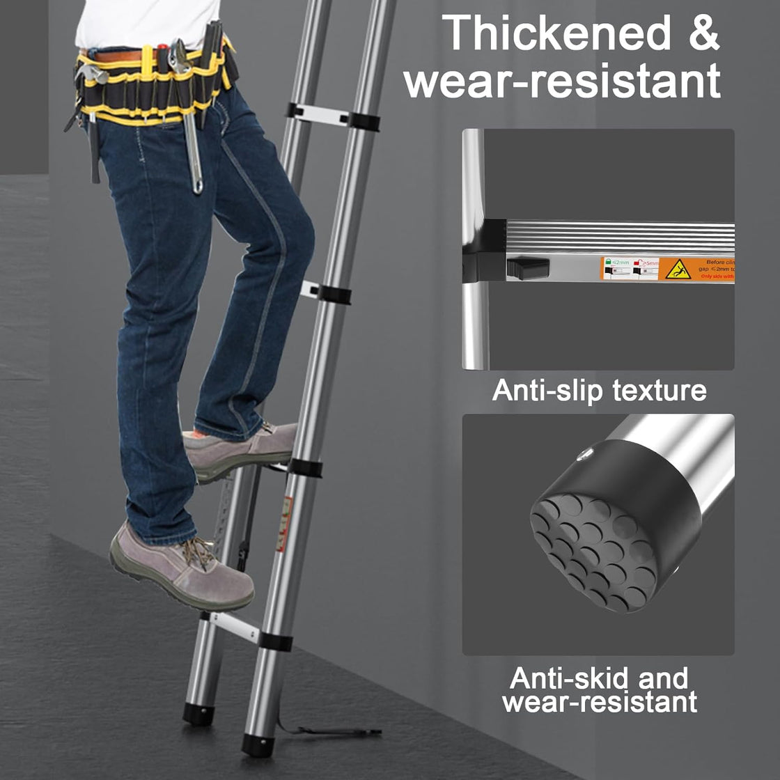 Telescopic Ladder 3.8M | 12.5FT for Indoor Or Outdoor, Max 330 lbs Load