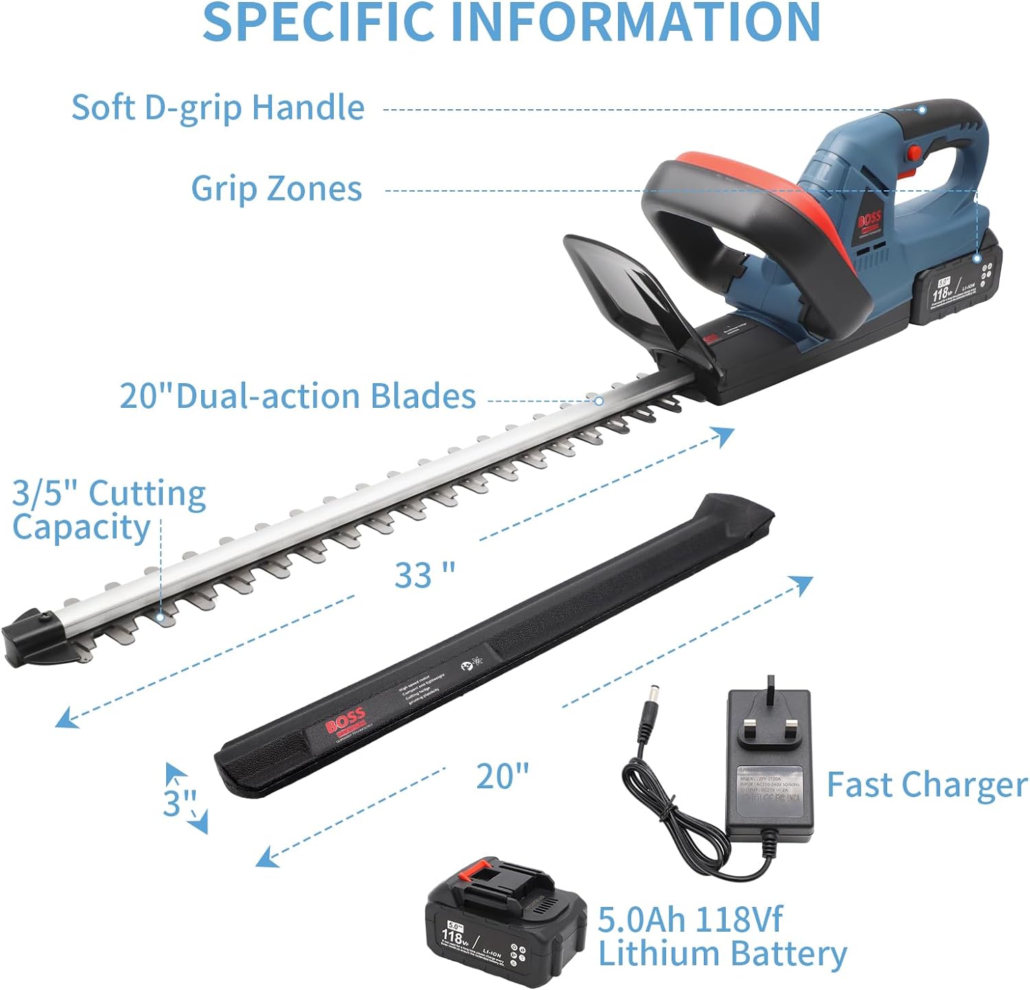 BOSS Cordless Hedge Trimmer