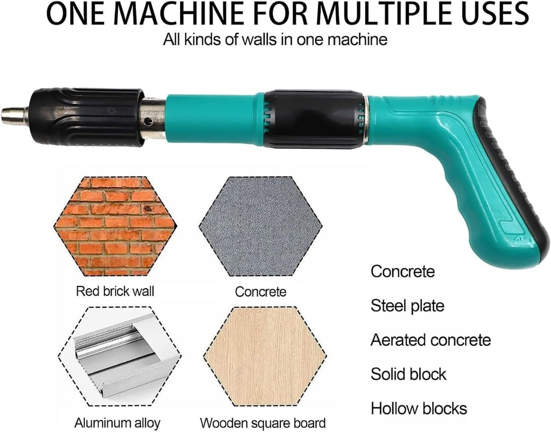 BOSS Brand Portable Nail Gun Machine for Concrete, Wall, Wood, Home Decoration, Building Maintenance, and DIY Projects | 100 Nails included