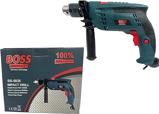 Boss 1000w Professional Impact Drill Machine with key | German Technology 50/60Hz 100% Copper