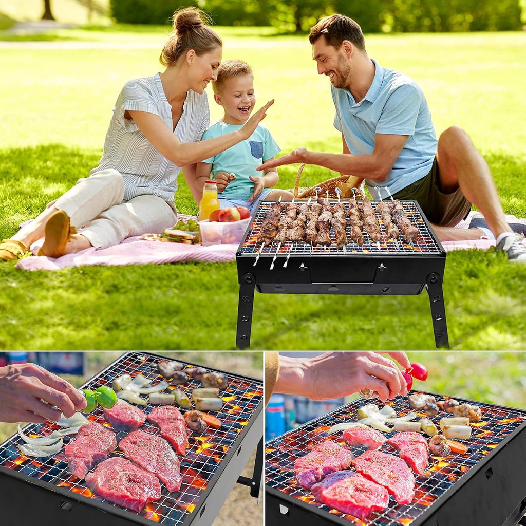 Barbecue Grill, [Barbecue Rack 36* 29* 6.8 cm] Charcoal Grill Portable Folding BBQ Grill Barbecue Desk Tabletop Outdoor Stainless Steel Smoker BBQ for Picnic Garden Terrace Camping Travel
