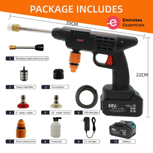 Boss Car Wash Foam Gun - 88 Volts Double Batteries included