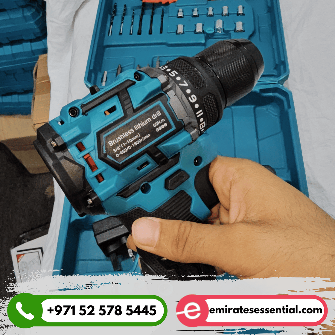 Boss Brand 118V Cordless Impact & Hammering Drill - Variable Speed | Tighter Machine with Metal Chuck, 2 Lithium-Ion Batteries, Charger and 3/8 Inch Complete Drill Set - Ultimate DIY Tool