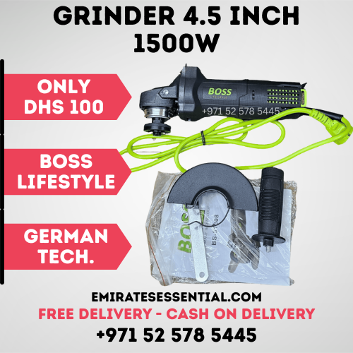 ماكينة صنفرة زاوية احترافية من Boss مزودة بزر سرعة 115 مم 1500 واط 220 فولت