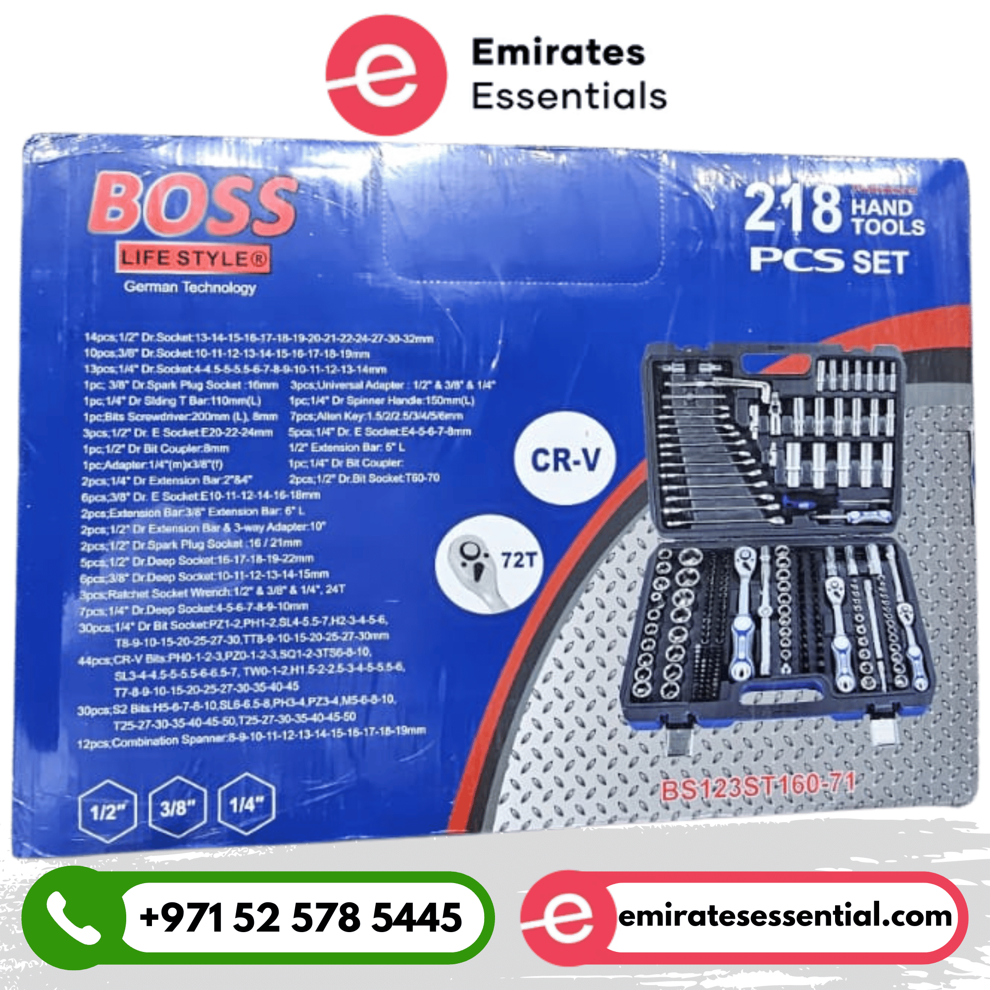 Boss 218 Pcs Professional Automotive Tool Box