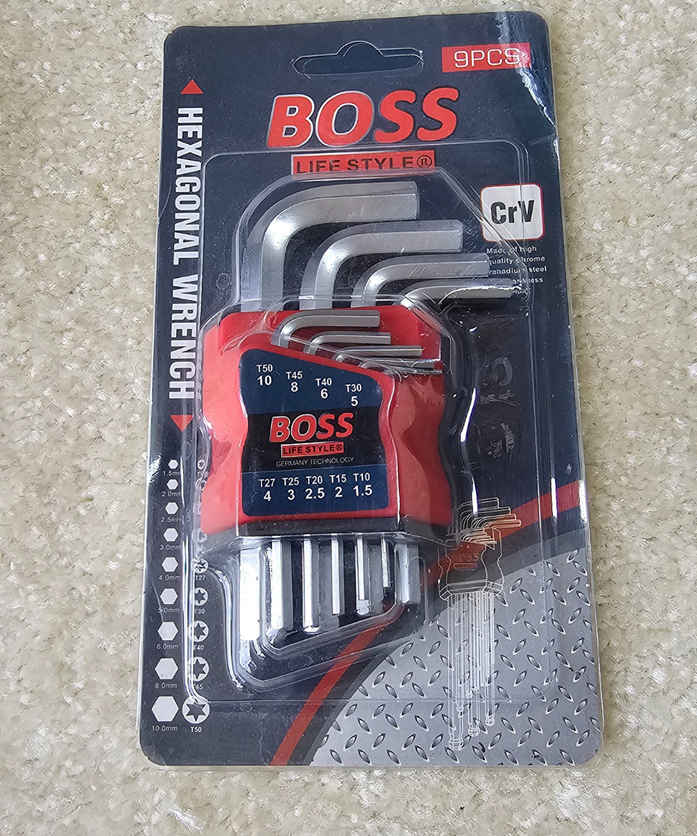 Boss 9 Pcs Allen Hex Key Set CrV 