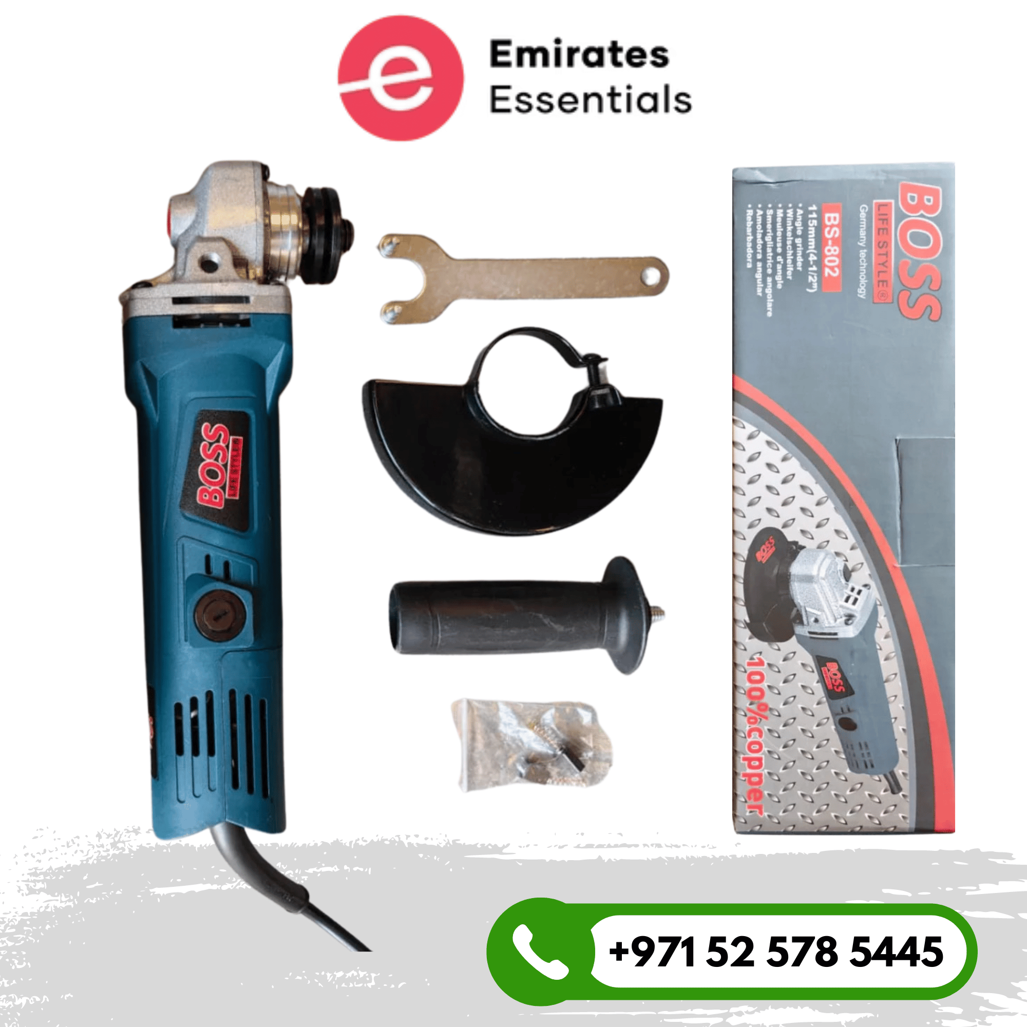 Boss Angle Hand Grinder Slide Switch  4.5 Inch 1500W 