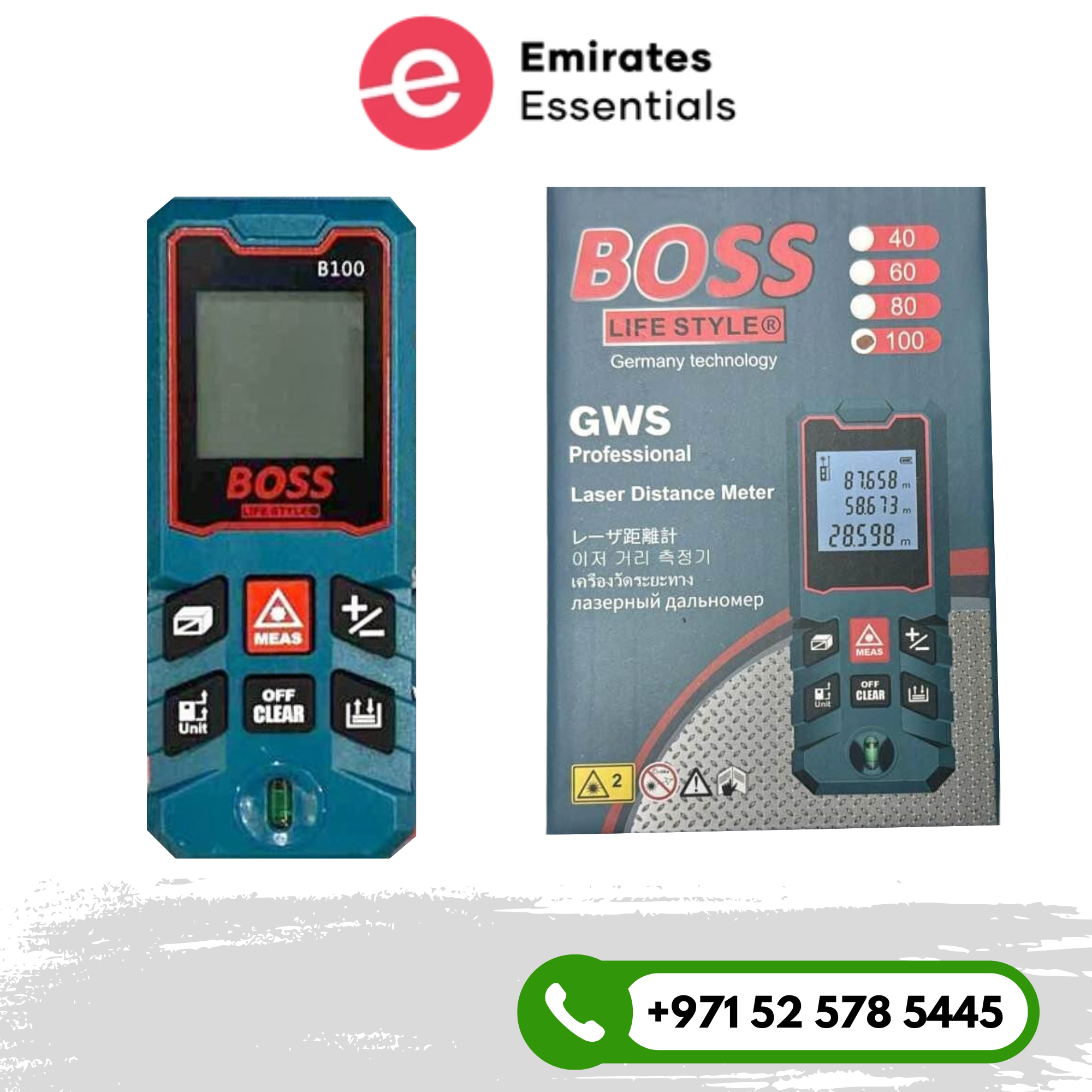 Boss Digital Professional Distance Meter Laser 100M