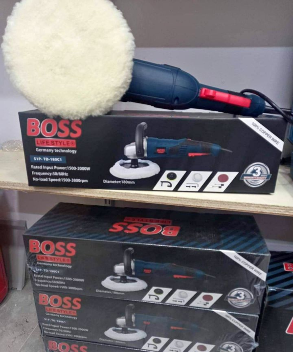 آلة تلميع السيارات وتلميع الشمع من BOSS لتصليح السيارات والمرآب والاستخدام المنزلي
