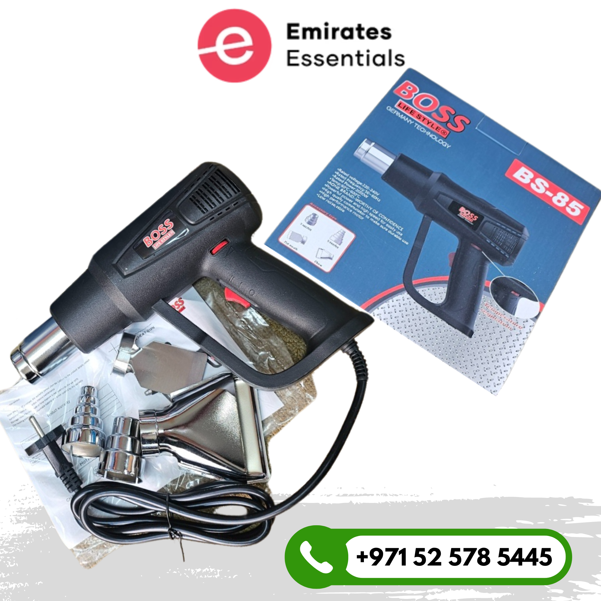 Boss Electric Heat Gun with 4 Nozzles BS-85 2000W