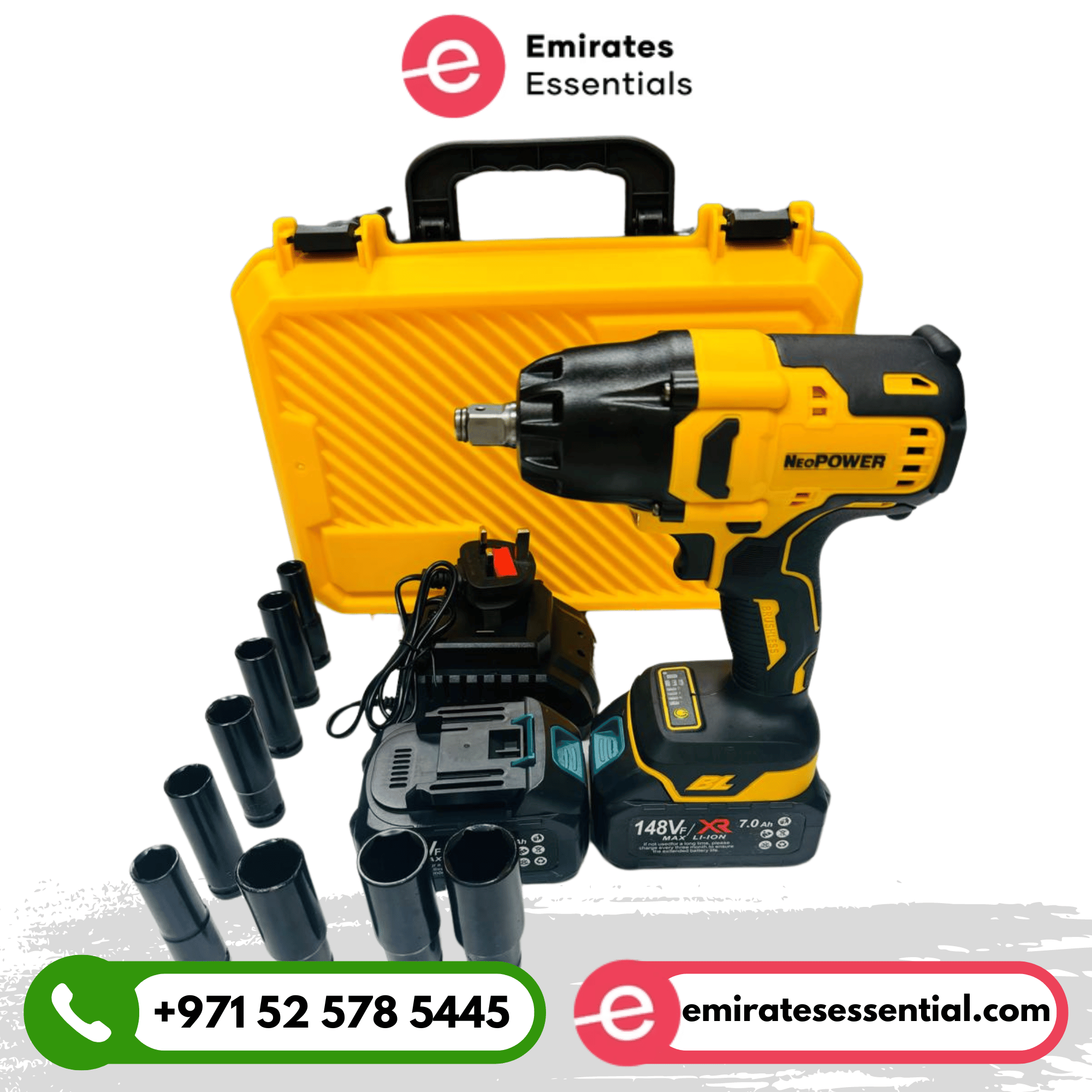 Neo Power Professional Cordless Impact Wrench 148V with Dual Batteries
