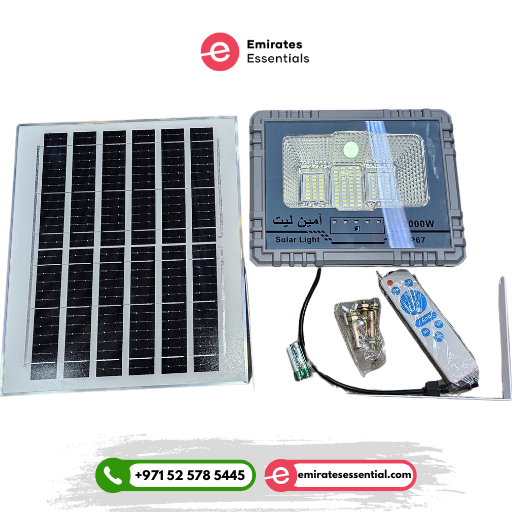 مصباح شمسي خارجي مع لوحة شمسية وحامل تثبيت - 1000 واط