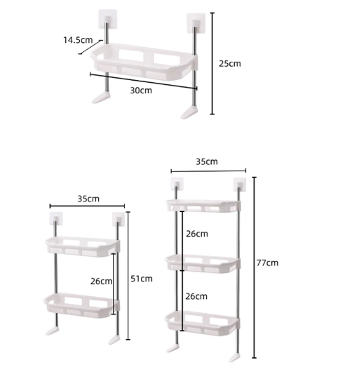 3 Tier Multifunctional Kitchen & Bathroom Wall Hanging Storage Rack