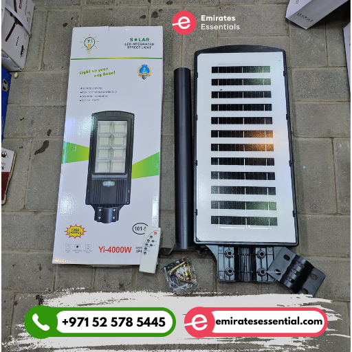 مصباح شارع يعمل بالطاقة الشمسية بقوة ٤٠٠٠ واط | تشغيل/إيقاف تلقائي مع مستشعر حركة