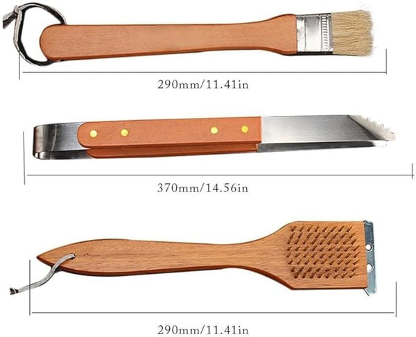 Wooden Handle BBQ Tools Set with Case