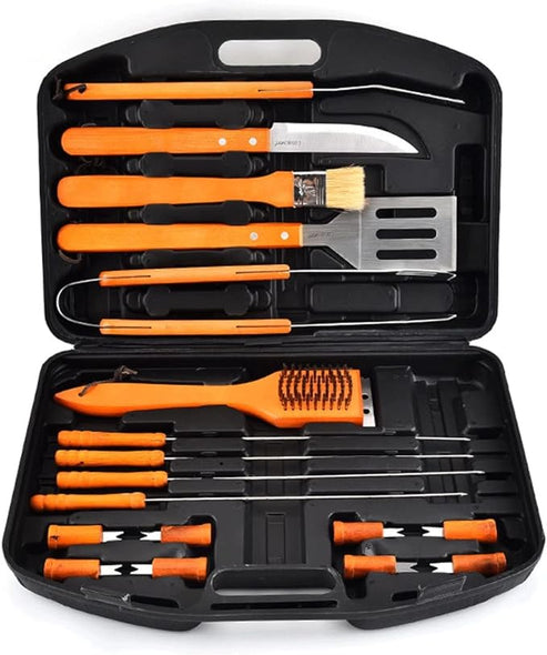 Wooden Handle BBQ Tools Set with Case