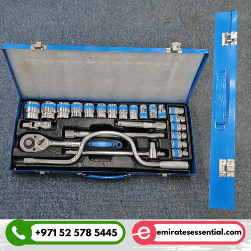 box of Boss 24 Pcs 1/2'' Dr Socket Set with Ratchet