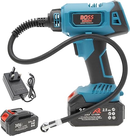 Boss Brand | Cordless Air Compressor - Air Inflator for Car Tires, Sports Equipment, Airbeds, Sofas, and More