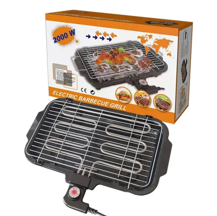 2000W Electric Barbecue Grill | Non-Stick 5-Level Adjustable BBQ Machine for Indoor & Outdoor Use