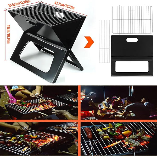 Foldable Briefcase Style Charcoal Barbecue And Tandoor Grill Barbeque Stand For Outdoor Picnic Camping And Traveling, Free Standing