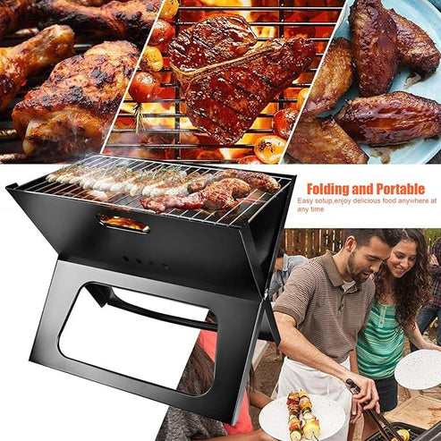 Foldable Briefcase Style Charcoal Barbecue And Tandoor Grill Barbeque Stand For Outdoor Picnic Camping And Traveling, Free Standing